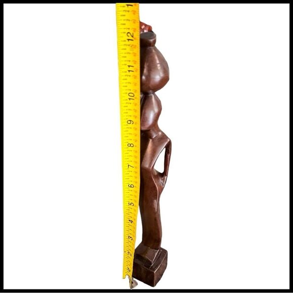 African Woman Decorative Brown Wooden Tabletop Lightweight Statue Sculpture. - Picture 7 of 8
